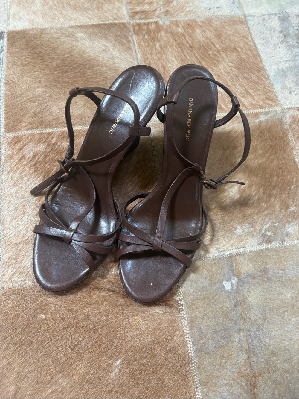 Banana Republic Brown Leather Strappy Sandal Heels